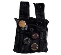 Sac banane punk fabriqué à la main en denim, sac à bandoulière vintage punk avec 3 poches, sac de voyage unisexe gothique, grunge, festival, sac de voyage, pochette pour accessoires de voyage