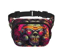 Sac banane punk singe imprimé mode, sac messager unisexe, sac banane de voyage à la mode, noir, taille unique