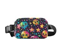 Sac banane punk tendance avec motif crânes magiques pour femmes, hommes, adolescents, sac banane étanche avec sangle réglable pour voyage, shopping, course à pied