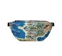 Sac banane réglable avec carte de la Grèce - Léger - Pour la marche, le cyclisme, la randonnée, les voyages, Noir , Taille unique, Sac à dos décontracté