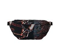 Sac banane réglable avec code de programmation imprimé - Léger - Pour la marche, le cyclisme, la randonnée, les voyages, Noir , Taille unique, Sac à dos décontracté