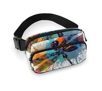 Sac banane réglable avec motif libellule Paint Splash pour homme et femme - Pour voyage, sport, randonnée - Blanc - 20,1 x 13 cm, blanc, 7.9x5.1inches