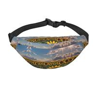 Sac banane réglable avec motif tournesols et lumière du soleil - Tendance - Résistant à l'eau - Pour la randonnée, les voyages, la course à pied, la randonnée, le cyclisme, noir, One Size