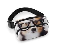 Sac banane réglable en forme de chien mignon avec lunettes pour homme et femme, sac banane pour voyage, sport, randonnée, style, 20 x 13 cm, Style :, 20x13cm
