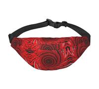 Sac banane réglable en spirale avec fleur rouge Vortex - Tendance - Résistant à l'eau - Pour les voyages, la course à pied, la randonnée, le cyclisme - Noir - Taille unique, Noir, One Size
