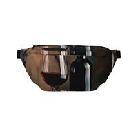 Sac banane réglable en verre imprimé bouteille de vin rouge léger pour la marche, le cyclisme, la randonnée, les voyages, Noir , Taille unique, Sac à dos décontracté