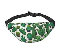 Sac banane réglable motif cactus vert tendance résistant à l'eau pour la randonnée, les voyages, la course à pied, la randonnée, le cyclisme, noir, One Size