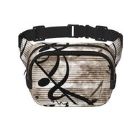 Sac banane réglable pour femme, sac banane léger et tendance pour homme, sac banane avec note de musique, sac banane à bandoulière pour voyage, entraînement, course à pied, cyclisme, noir, taille