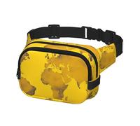 Sac banane réglable pour homme et femme, motif carte du monde jaune, sac à bandoulière pour voyage, noir, taille unique, Noir , Taille unique