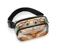 Sac banane réglable pour homme et femme Motif chat de dessin animé Pour voyage, sport, randonnée, blanc, 20,1 x 13 cm, blanc, 7.9x5.1inches