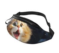 Sac banane réglable pour homme et femme - Motif chat mignon chantant des chants de Noël