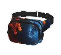 Sac banane réglable pour homme et femme, motif dragons de feu et de glace, sac à bandoulière pour voyage, noir, taille unique, Noir , Taille unique