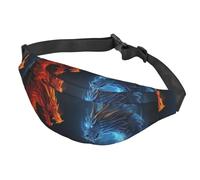 Sac banane réglable pour homme et femme, motif dragons du feu et de glace, sac à bandoulière pour voyage, noir, taille unique, Noir , Taille unique