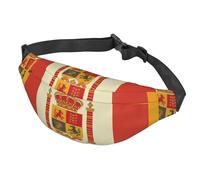Sac banane réglable pour homme et femme - Motif drapeau espagnol - Noir - Taille unique, Noir , Taille unique
