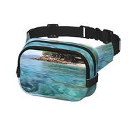 Sac banane réglable pour homme et femme, motif île Fidji et mer claire, sac à bandoulière pour voyage, noir, taille unique, Noir , Taille unique