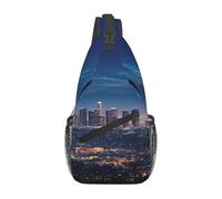 Sac banane réglable pour homme et femme - Motif Los Angeles Skyline - Pour voyage, sport, course à pied, randonnée, noir, taille unique, Noir , Taille unique