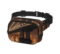 Sac banane réglable pour homme et femme, motif pont de Manhattan de New York, nuit, sac à bandoulière pour voyage, noir, taille unique, Noir , Taille unique