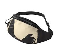 Sac banane réglable pour homme et femme, motif poulet, noir, taille unique