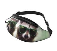 Sac banane réglable pour homme et femme - Motif raton laveur - Vert