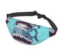 Sac banane réglable pour homme et femme - Motif requin de dessin animé flottant dans l'eau - Noir - Taille unique, Noir , Taille unique