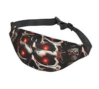 Sac banane réglable pour homme et femme - Motif tête de mort maléfique - Noir - Taille unique, Noir , Taille unique