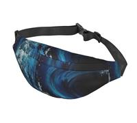 Sac banane réglable pour homme et femme - Motif vague bleue - Pour voyage, noir, taille unique, Noir , Taille unique