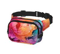 Sac banane réglable pour homme et femme, peinture à l'aquarelle colorée, sac à bandoulière pour voyage, noir, taille unique, Noir , Taille unique