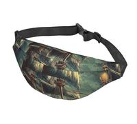 Sac banane réglable pour homme et femme - Sac à bandoulière nautique vintage - Motif bateau de pirate - Noir - Taille unique, Noir , Taille unique