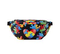Sac banane réglable pour la sensibilisation à l'autisme - Pièces de puzzle - Imprimé cœur - Pour homme et femme - Sac banane de voyage - Sac banane de voyage - Sac banane pour le sport, la course à