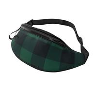 Sac banane réglable pour voyage, randonnée, cyclisme, course à pied en plein air, Plaid Buffalo noir et vert 2, Taille unique, Organiseur de sac