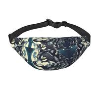 Sac banane réglable Wolf Night Moon - Tendance - Résistant à l'eau - Pour la randonnée, les voyages, la course à pied, la randonnée, le cyclisme, noir, One Size