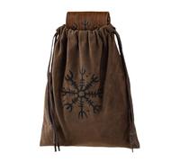 Sac banane Renaissance - Sac banane vintage | 20 x 25 cm - Sac médiéval en cuir avec fixations et rivets décoratifs - Sac élégant pour concert, voyage, camping, festival, randonnée, marron