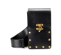 Sac banane Renaissance | Style rétro rock gothique | Sacs banane | Pochette ceinture en cuir synthétique steampunk | Accessoire de costume de cosplay | Pour fêtes à thème et événements, Noir , Refer