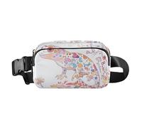 Sac banane rétro à la mode pour femmes, hommes, adolescents, grande capacité, Jolie plante gecko colorée, 1 size