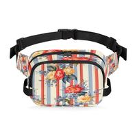 Sac Banane rétro à Rayures et Fleurs, imperméable, à bandoulière, pour Femmes et Hommes, Cadeaux de Vacances