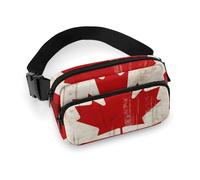 Sac banane rétro avec drapeau du Canada pour homme et femme - Sac banane réglable et décontracté pour voyage, sport, randonnée, blanc, 20,1 x 13 cm, blanc, 7.9x5.1inches