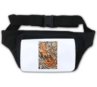 Sac banane rétro avec peinture japonaise Samouraï Dragon de combat Blanc