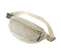 Sac banane rétro en nylon avec fermeture éclair - Sac à bandoulière matelassé pour le travail, les loisirs et les trajets quotidiens, gris, Beauté de masse