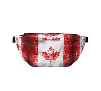 Sac banane rétro imprimé drapeau du Canada avec grande capacité et double poches, adapté pour les voyages et le sport.