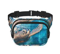 Sac banane rétro nautique double couche motif tortue de mer pour homme et femme, sac banane réglable pour voyage, randonnée, course à pied, cyclisme, festival
