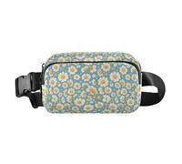 Sac banane rétro résistant à l'eau avec sangle réglable Motif damier, Pois et fleurs de camomille tendres, 1 Size