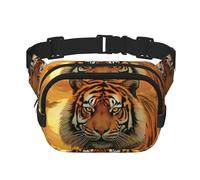 Sac banane Rising Sun Tiger - Petit sac banane tendance - Léger - Pour homme et femme - Pour la course à pied, l'entraînement, la randonnée, les voyages