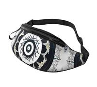 Sac banane rond imprimé totem noir et blanc pour homme et femme, sac banane avec sangle réglable pour voyage, sport, noir, taille unique, Noir , Taille unique