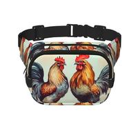 Sac banane Rooster And Hen pour femme - Étanche et réglable - Sac banane tendance et décontracté - Pour la course à pied, l'entraînement, la randonnée, les voyages, noir, taille unique, Noir , Taille