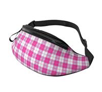 Sac banane rose à carreaux pour randonnée, cyclisme, course à pied et activités de plein air