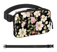 Sac banane rose avec sangle réglable pour homme et femme - Motif fleurs de cerisier - Tendance - Pour voyage, plein air, course à pied, randonnée, Multicolore 07, 1.5x9.0x5.9in/4x23x15cm