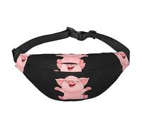 Sac banane rose imprimé cochon mignon étanche réglable sac à bandoulière décontracté pour voyage, randonnée, course à pied, cyclisme, Noir , Taille unique