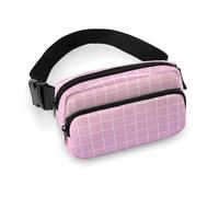 Sac banane rose pêche avec imprimé quadrillage ombré pour femme, sac banane tendance