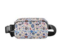 Sac banane rose pour femmes, hommes, adolescents, motif lapin de Pâques pour entraînement, course à pied, randonnée, Géométrie Evil Eye Blanc, 1 Size