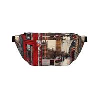 Sac banane rouge avec imprimé London Street - Léger - Pour la marche, le cyclisme, la randonnée, les voyages, Noir , Taille unique, Sac à dos décontracté